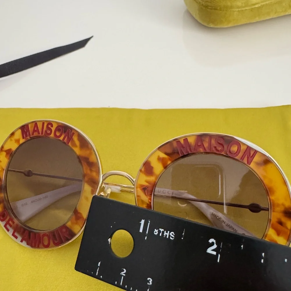 Gucci Oversized Gold and Brown Sunglasses with Tortoiseshell Frame